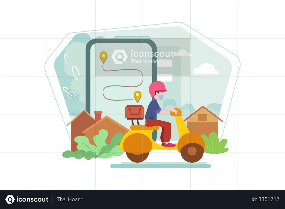 Food delivery courier  Illustration