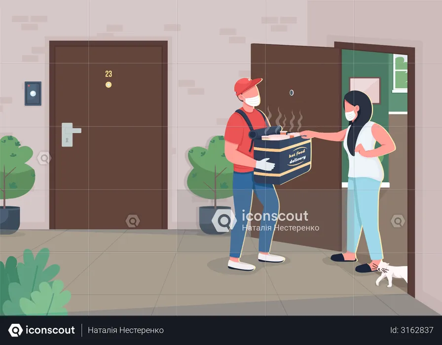 Food delivery during pandemic  Illustration