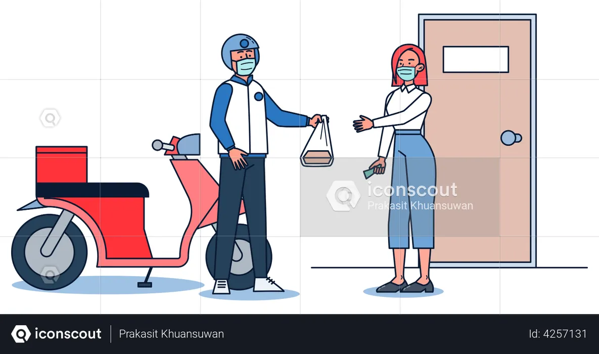 Food Delivery In Coronavirus pandemic  Illustration