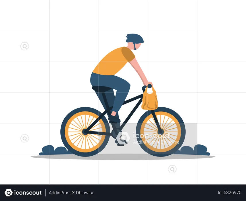 Food delivery man riding bicycle  Illustration