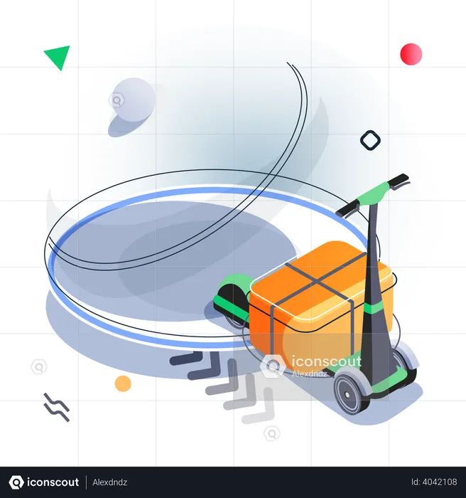 Food delivery on mini scooter  Illustration