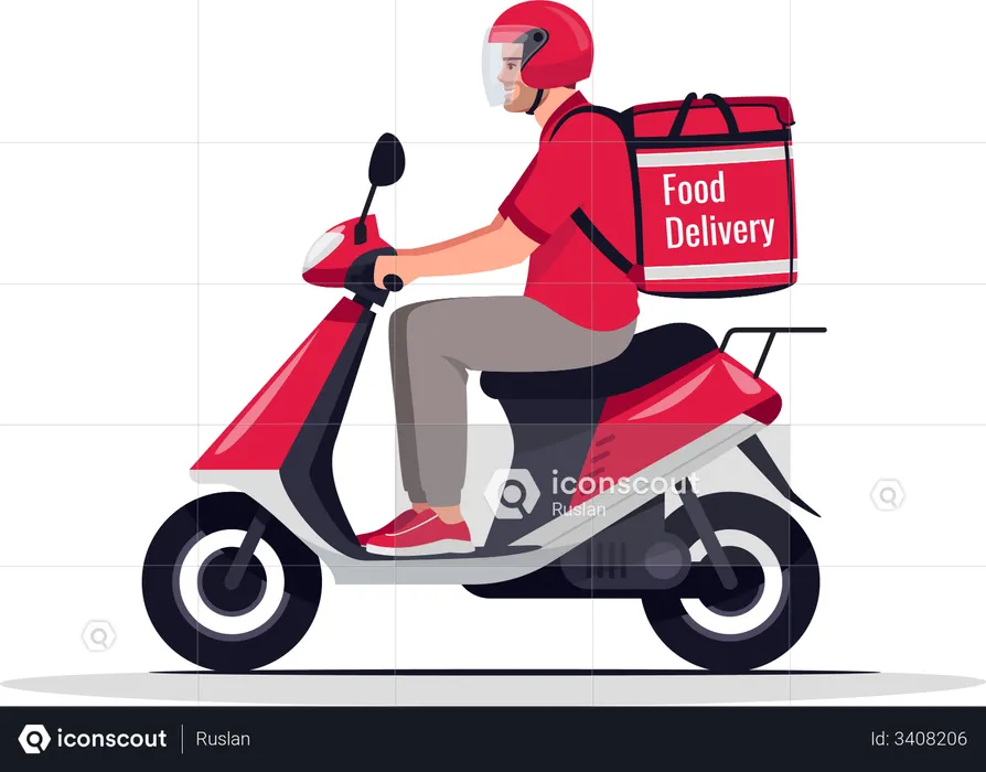 Food delivery on motorbike  Illustration