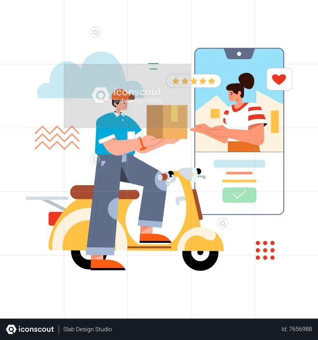 Food delivery on scooter  Illustration