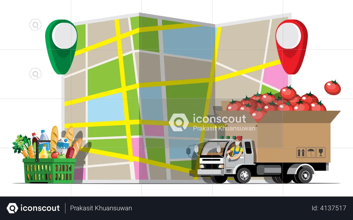 Food Delivery Tracking Service  Illustration