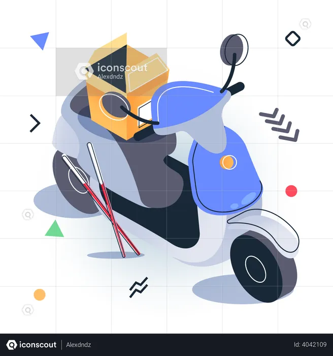 Food delivery via scooter  Illustration