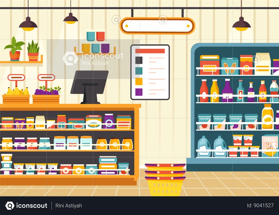 Food in Grocery Store  Illustration