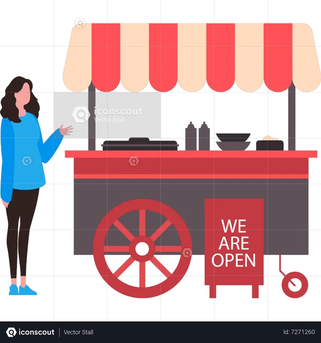 Food stall is open  Illustration