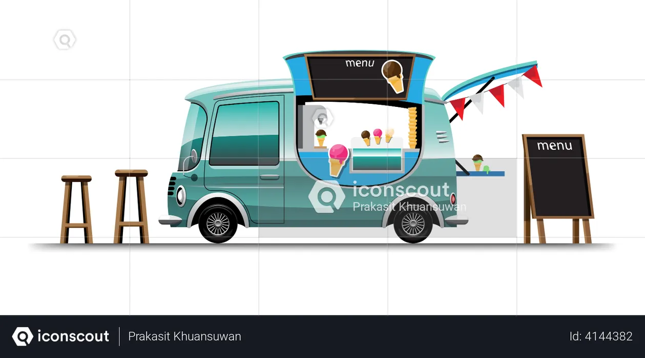 Food truck with ice cream  Illustration