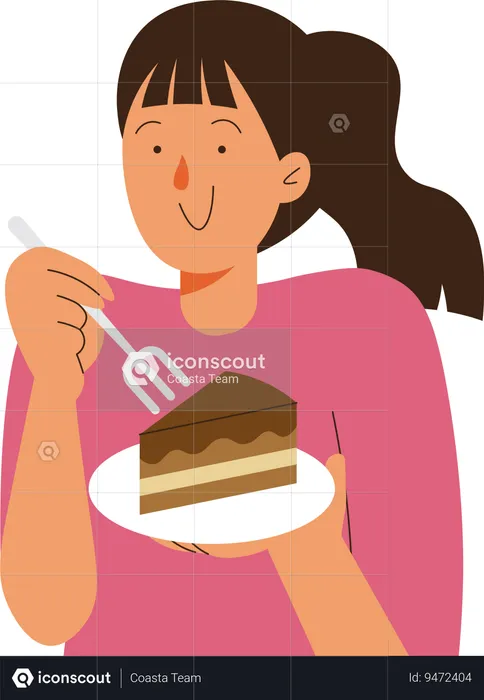 Foodie People eating cake  Illustration