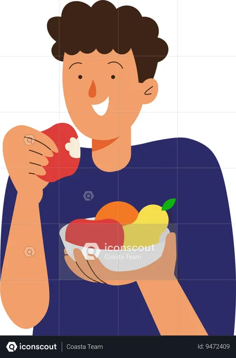 Foodie People eating fruits  Illustration