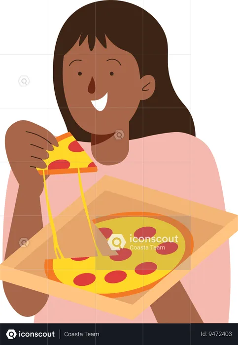 Foodie People eating Pizza  Illustration