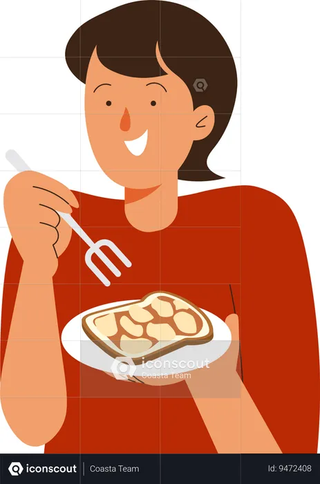 Foodie People eating Toast  Illustration