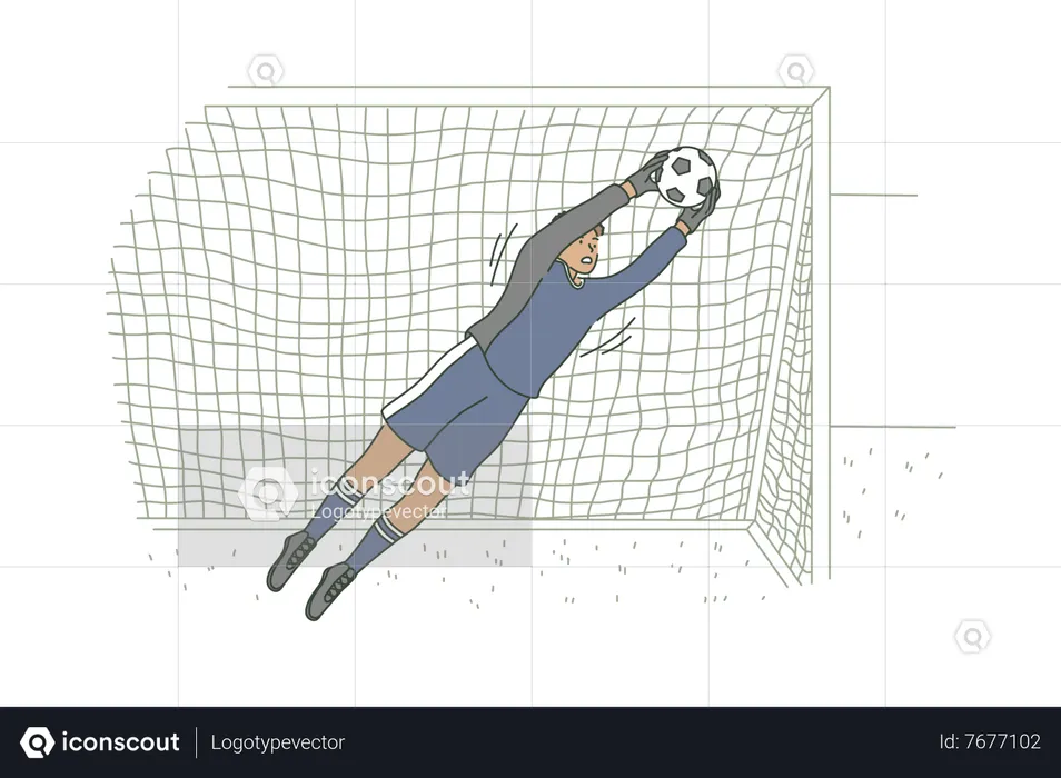 Football goalkeeper catching ball  Illustration