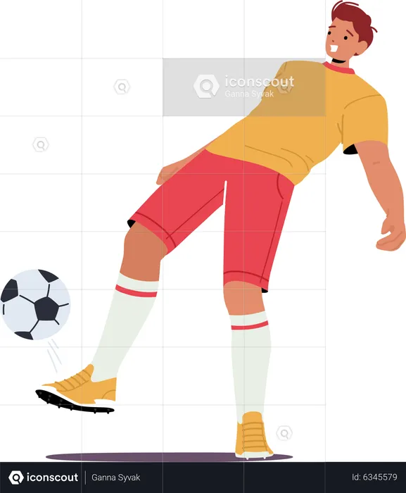 Football player doing trick shot  Illustration