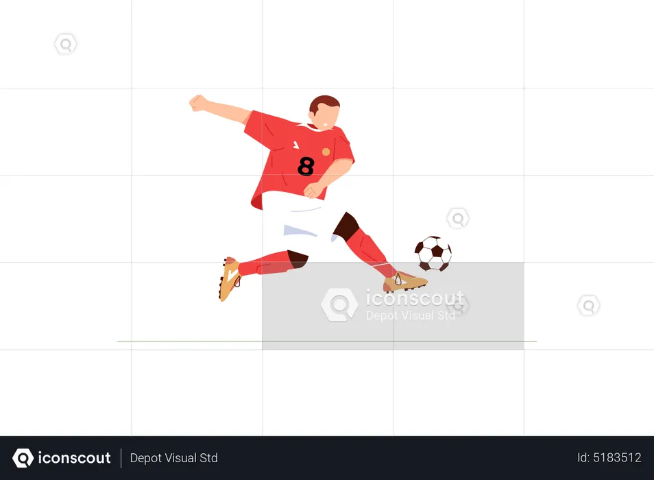 Football player doing volley shot  Illustration