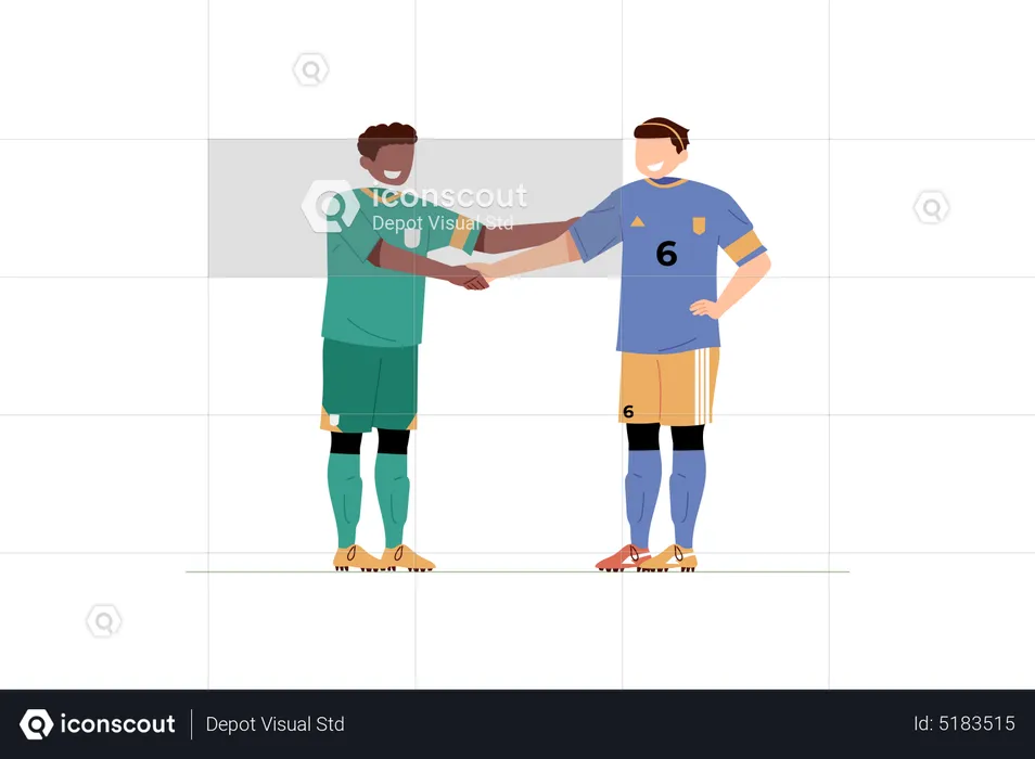 Football player handshakes  Illustration