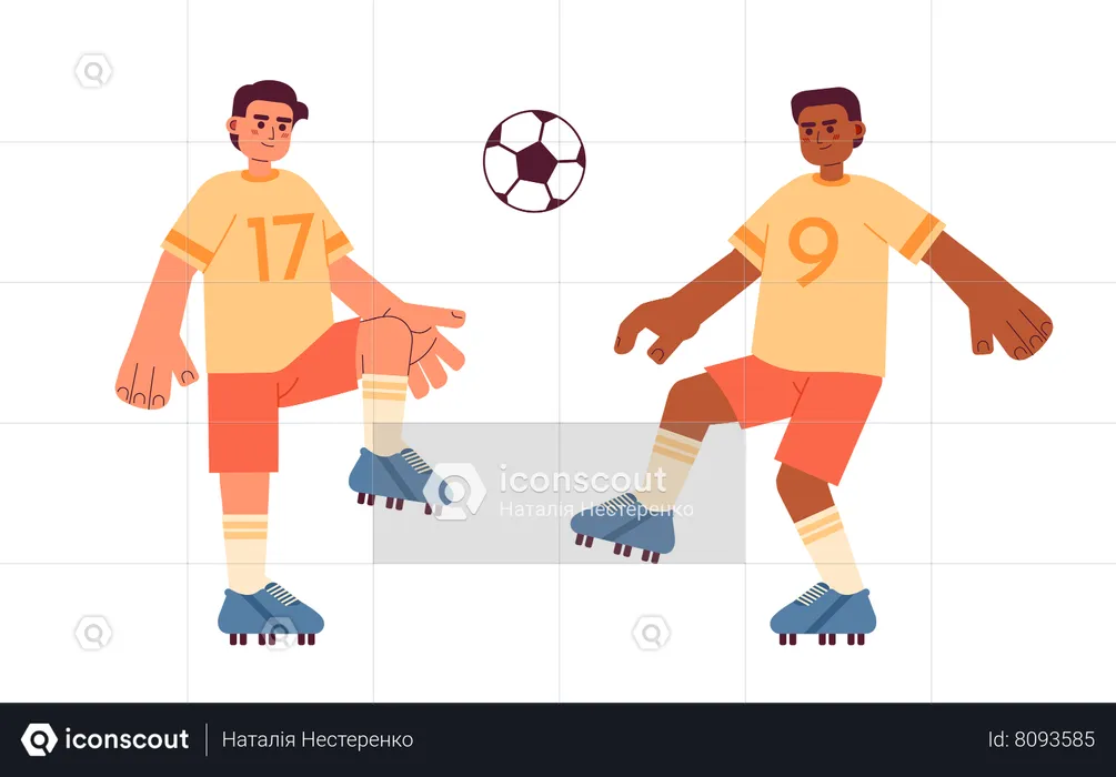 Football players kicking ball  Illustration