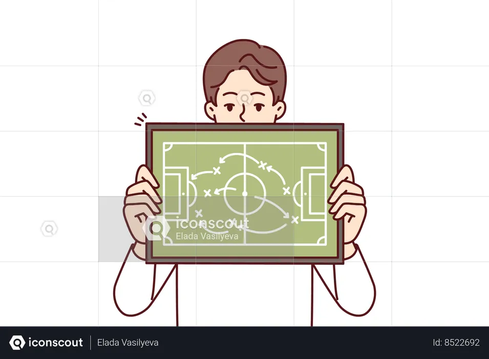 Football players teaching athletes tactics of conducting game  Illustration
