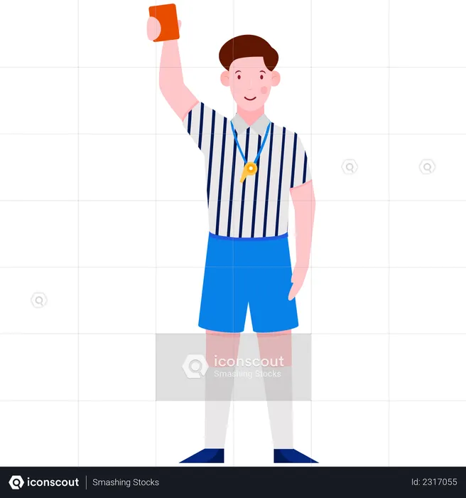 Football Referee Showing Red Card  Illustration