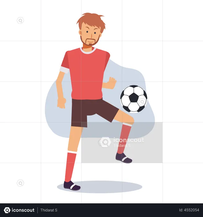 Footballer practicing  Illustration