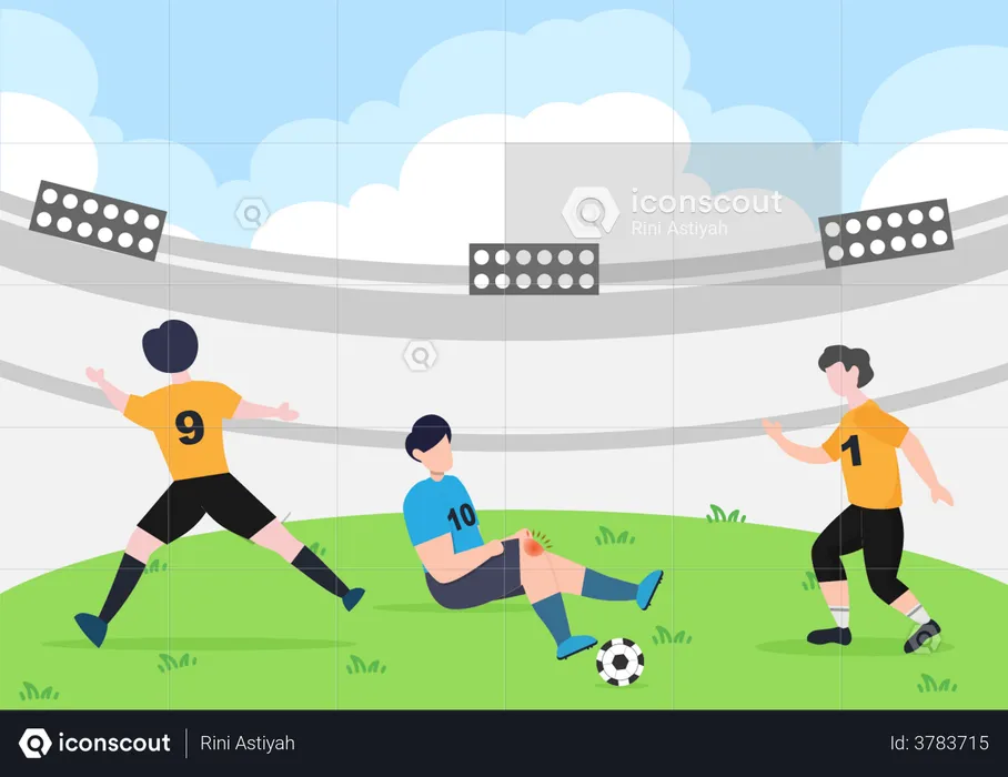 Footballers playing in match  Illustration