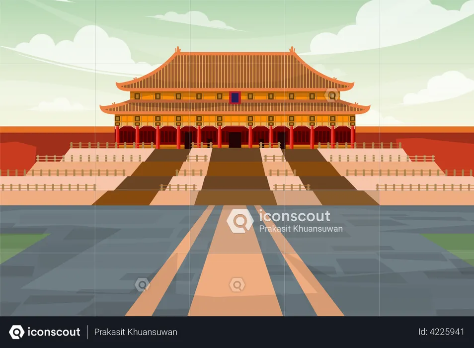 Forbidden City in Beijing  Illustration