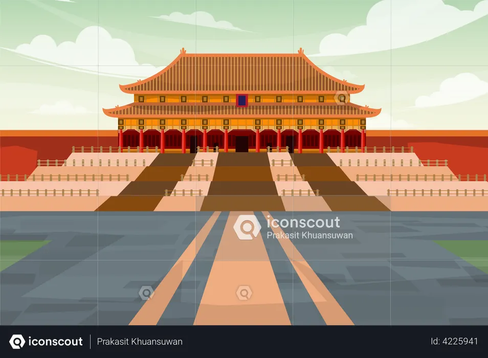 Forbidden City in Beijing  Illustration