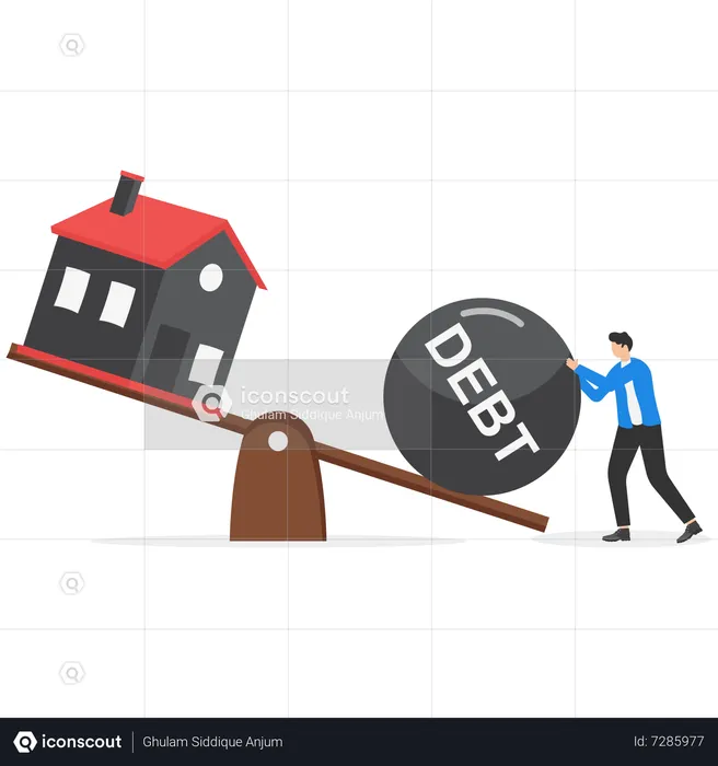 Foreclosure house big debt loan  Illustration