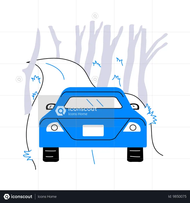 Forest Traveling by car  Illustration