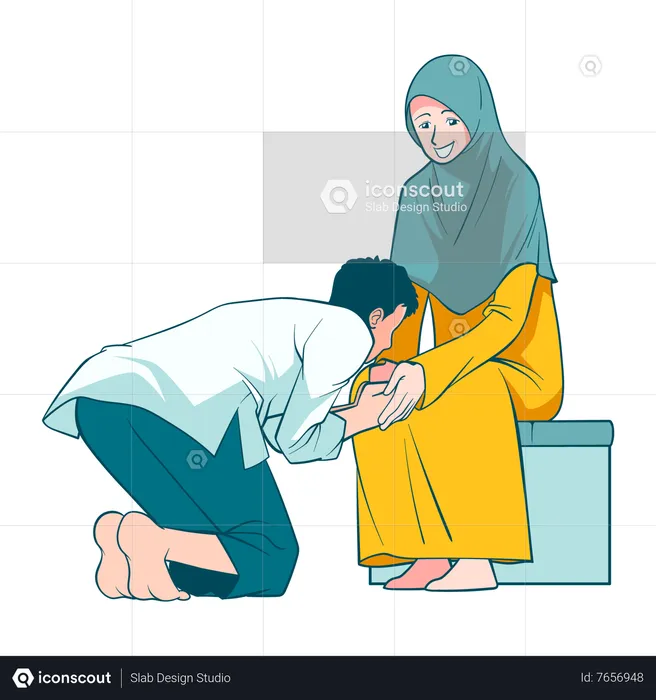 Forgiveness tradition during Eid  Illustration