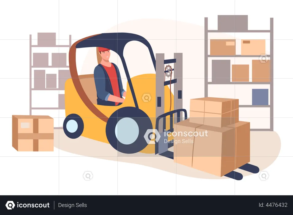 Forklift loading and carry parcels  Illustration