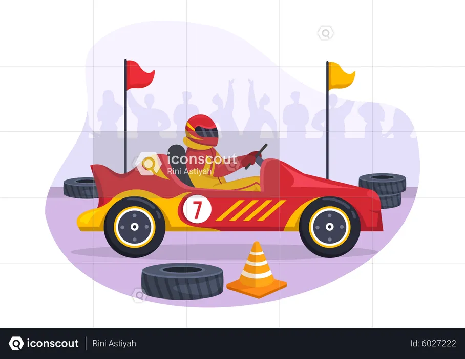 Formula racing car at competition  Illustration