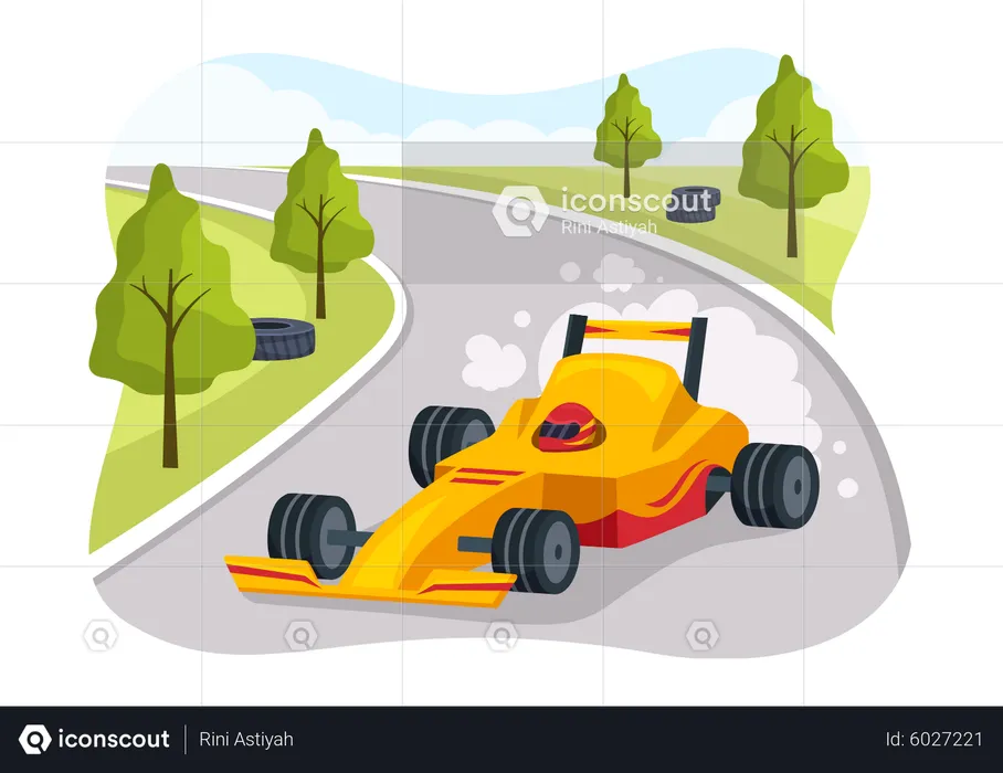 Formula racing car on race track  Illustration