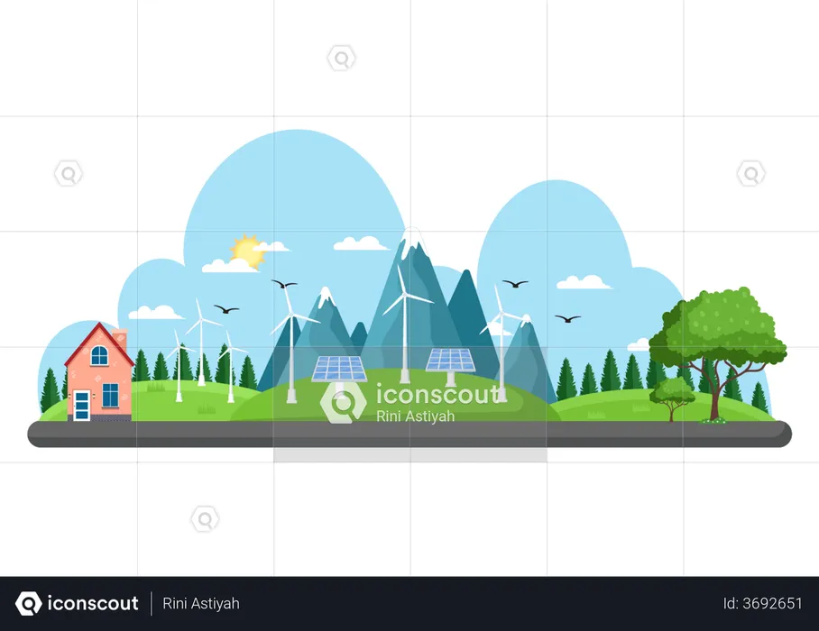 Fornecimento de energia renovável  Ilustração