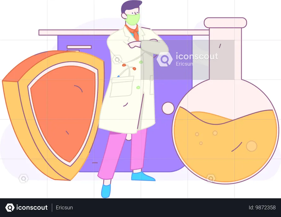 Forscher arbeitet an Laborexperiment  Illustration