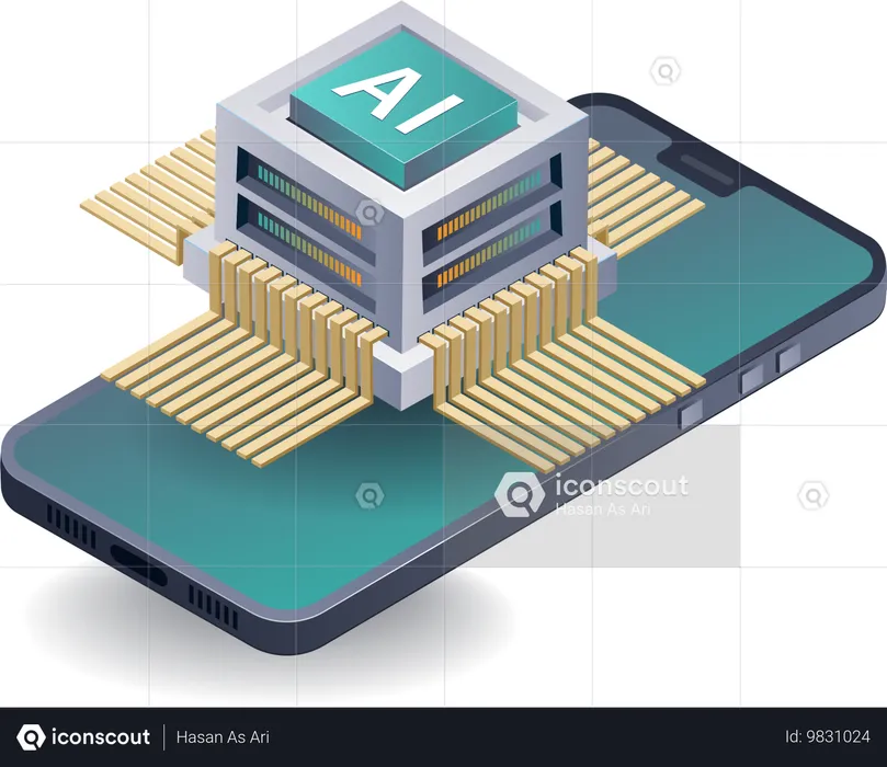 Fortgeschrittene KI-Technologie in Smartphone-Anwendungen  Illustration