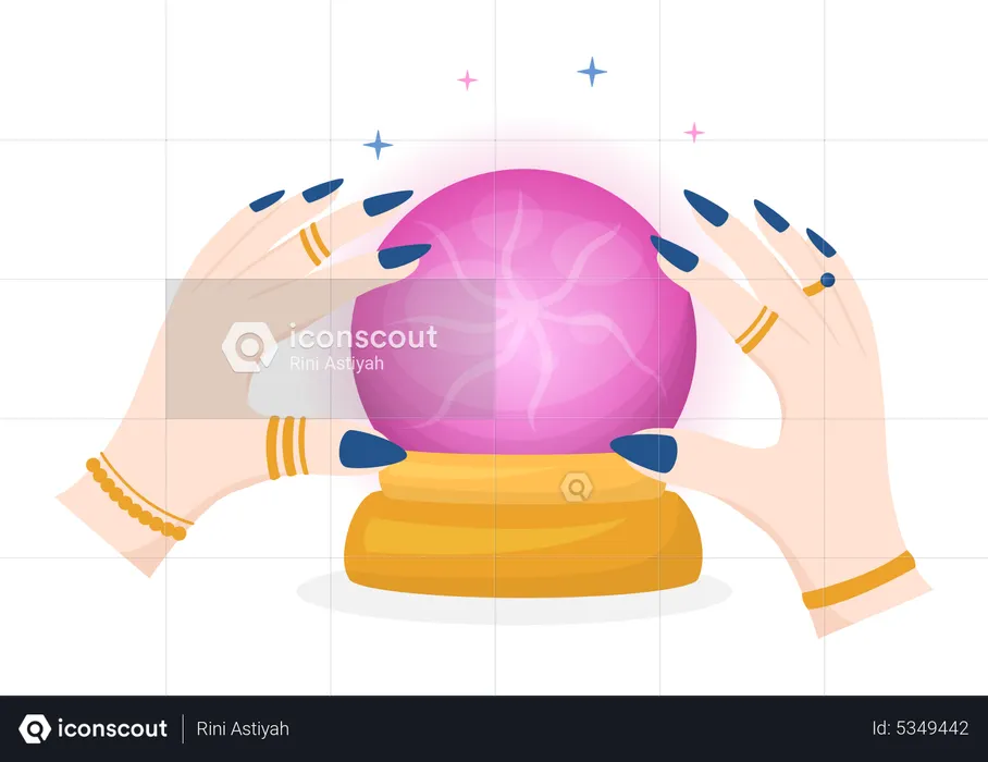 Best Fortune teller using hands Illustration download in PNG & Vector format