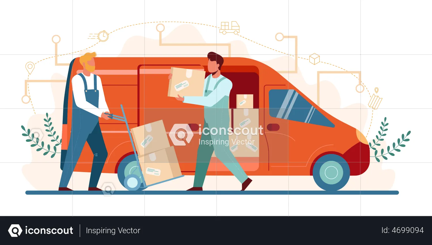 Best Forwarder loading boxes in van Illustration download in PNG ...