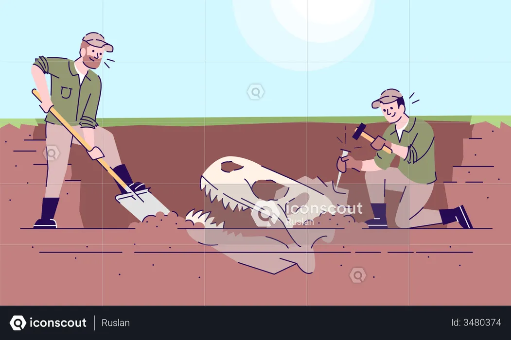 Fossil animal excavations  Illustration
