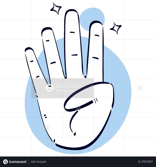 Four Finger Hand Gesture  Illustration