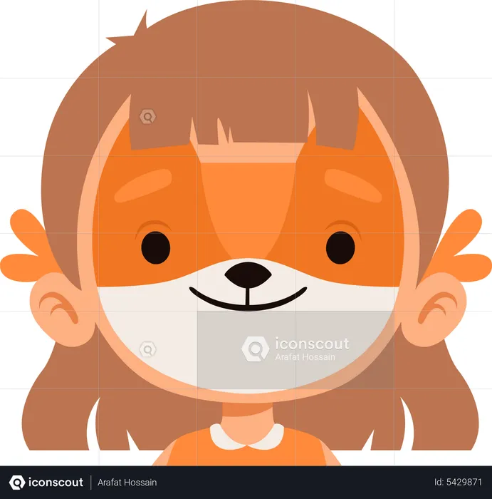 Fox face painting on girl face  Illustration