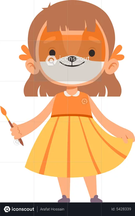 Fox face painting on girl face  Illustration