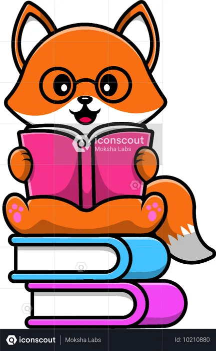 Fox Reading Book  Illustration