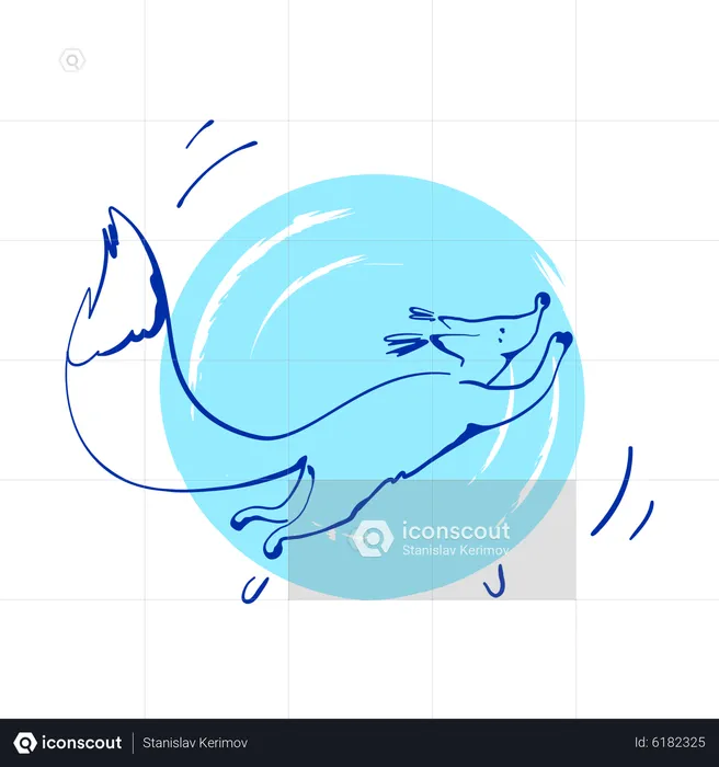 Fox running in wheel  Illustration