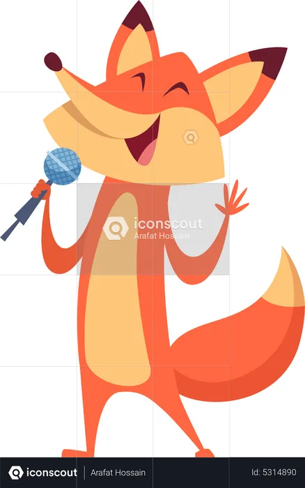 Fox singing  Illustration