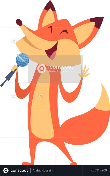 Fox singing  Illustration
