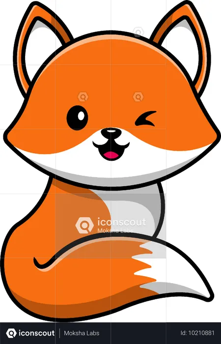 Fox Sitting on floor  Illustration