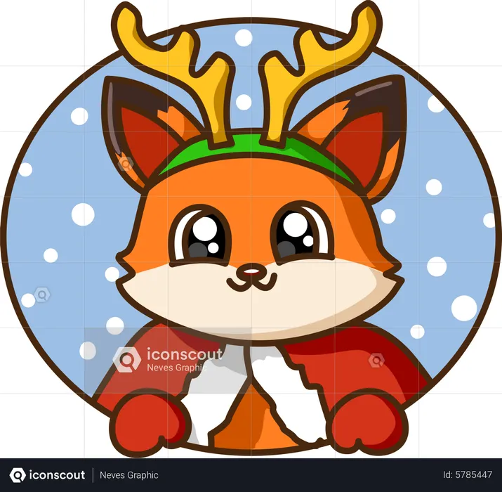 Fox wearing Christmas costume  Illustration
