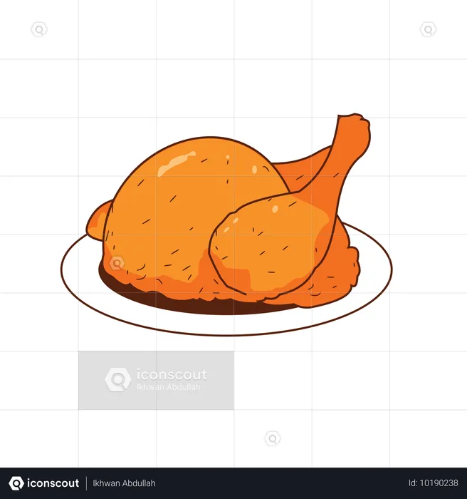 Frango frito no prato  Ilustração