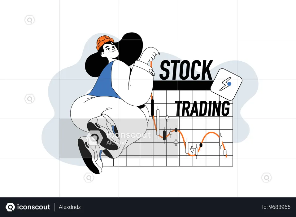 Frau analysiert den Aktienmarkt  Illustration